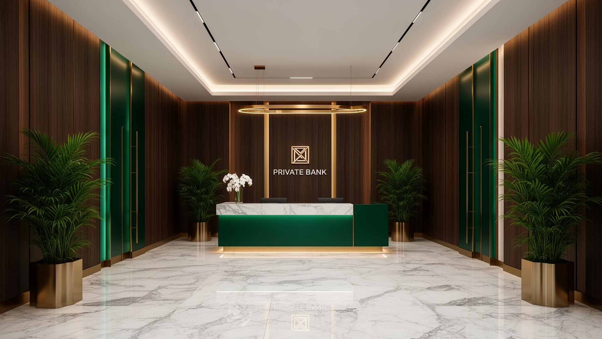 Private banking lobby interior