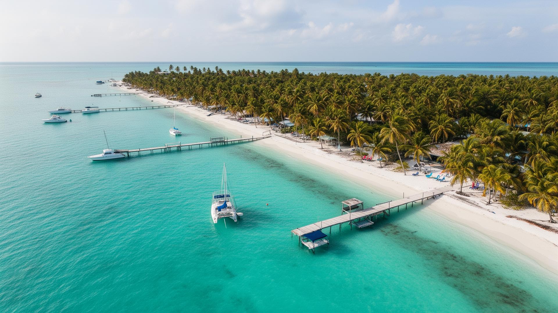 Aerial view of Ambergris Caye, Belize